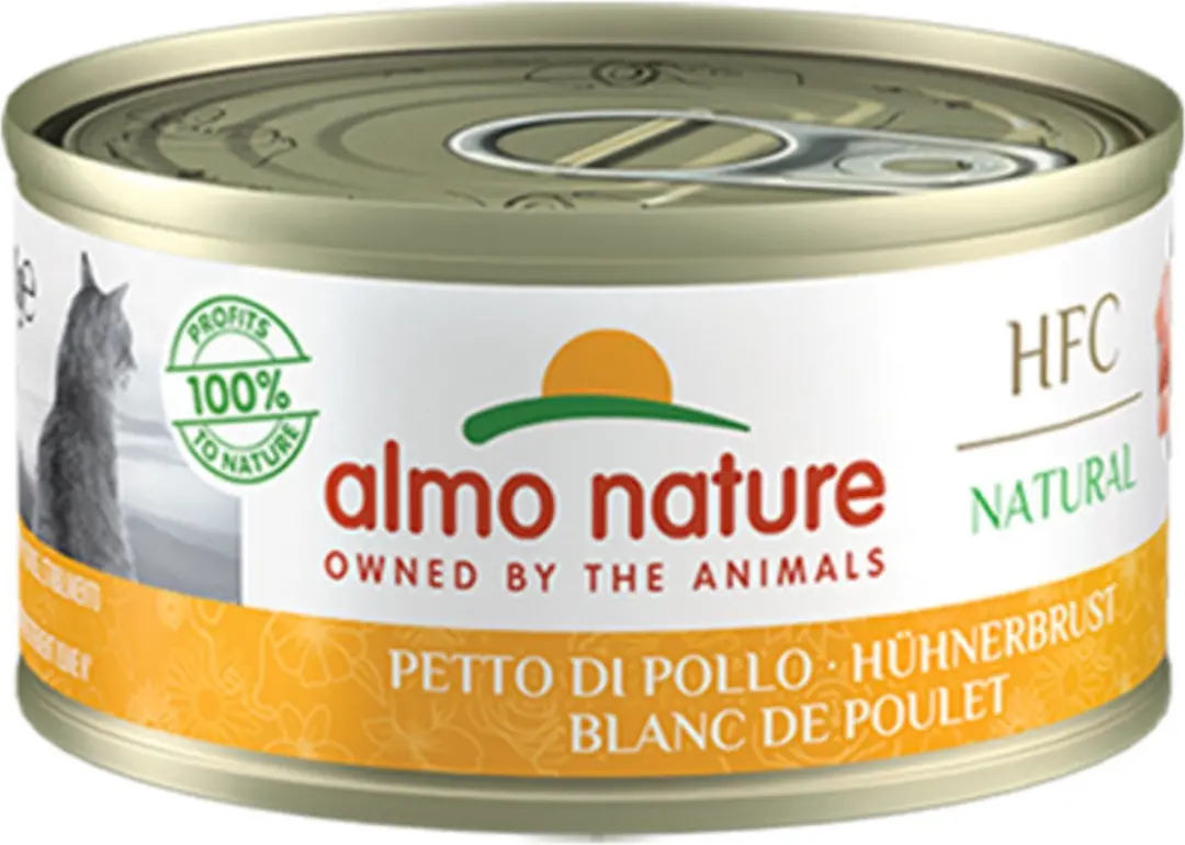 48x Almo Nature HFC Natural Kattenvoer Nat Blikje Kipfilet 70 gr
