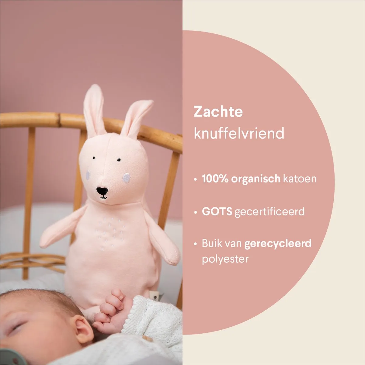 Trixie Mrs. Rabbit Pluche Konijn - Roze - 100% Biologisch Katoen