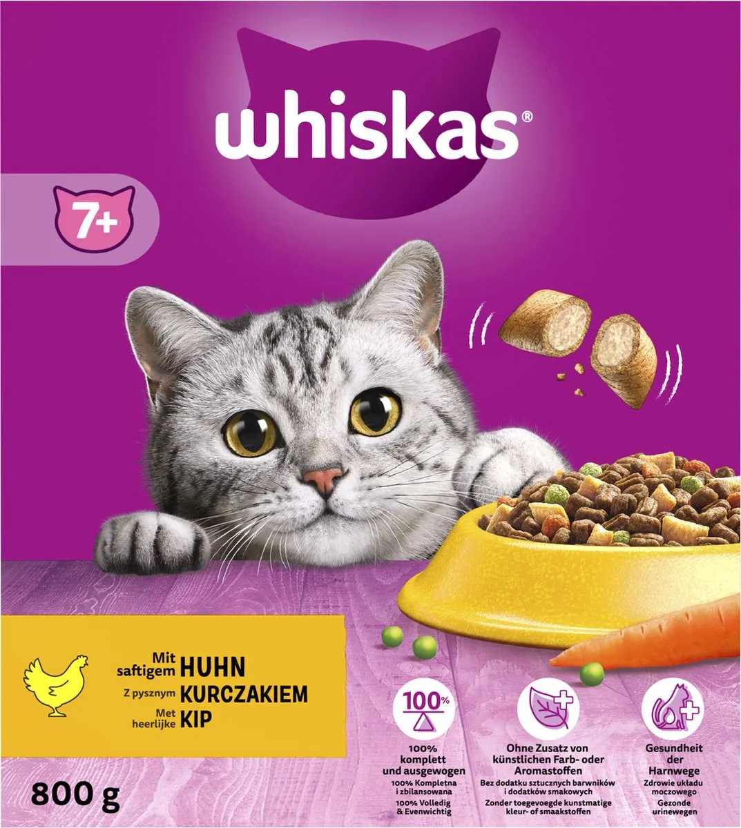 Whiskas Kattenbrokken - Senior 7+ - Kip - doos 5x800g