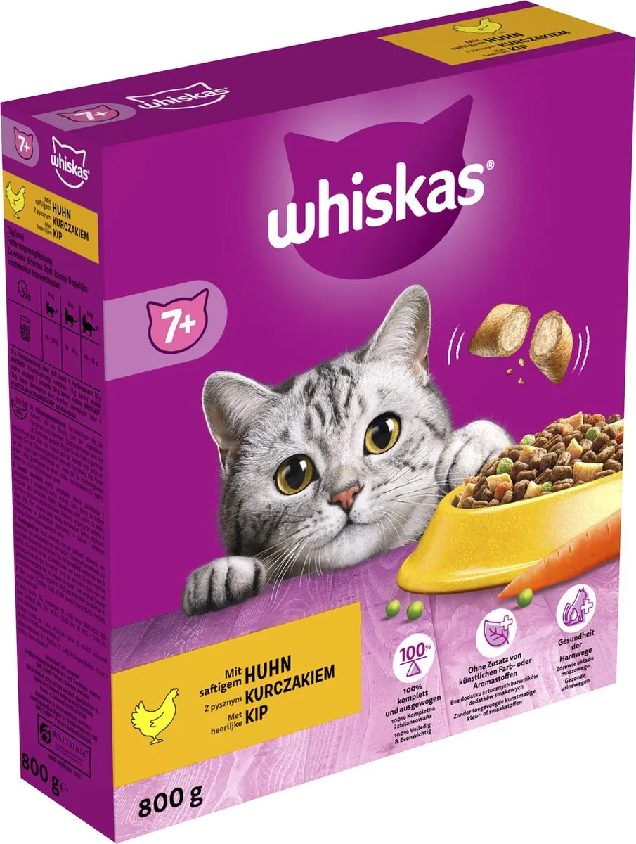 Whiskas Kattenbrokken - Senior 7+ - Kip - doos 5x800g