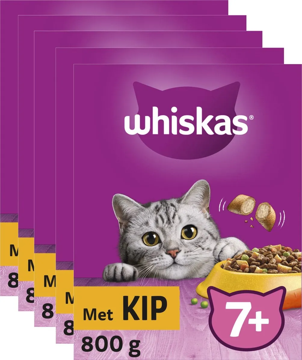Whiskas Kattenbrokken - Senior 7+ - Kip - doos 5x800g