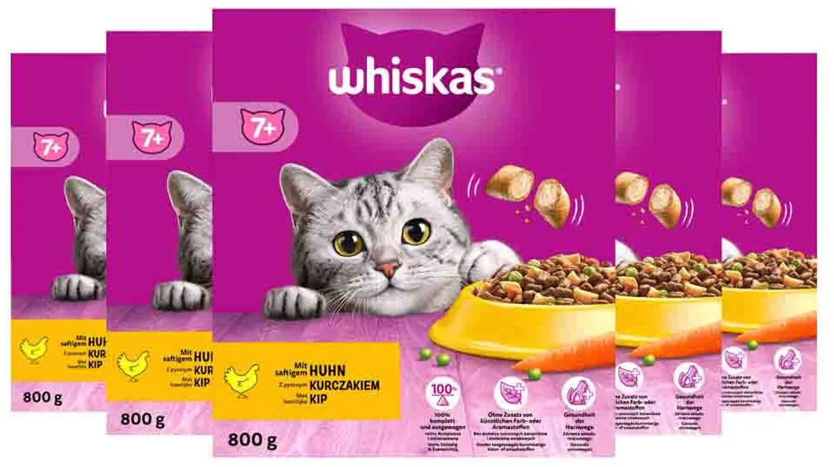 Whiskas Kattenbrokken - Senior 7+ - Kip - doos 5x800g