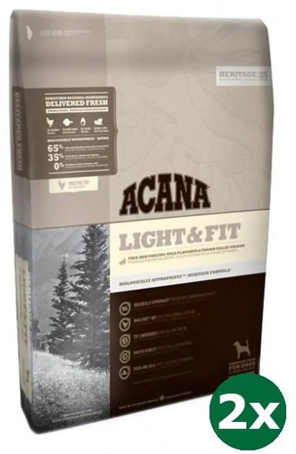 2x11,4 kg Acana dog light & fit hondenvoer