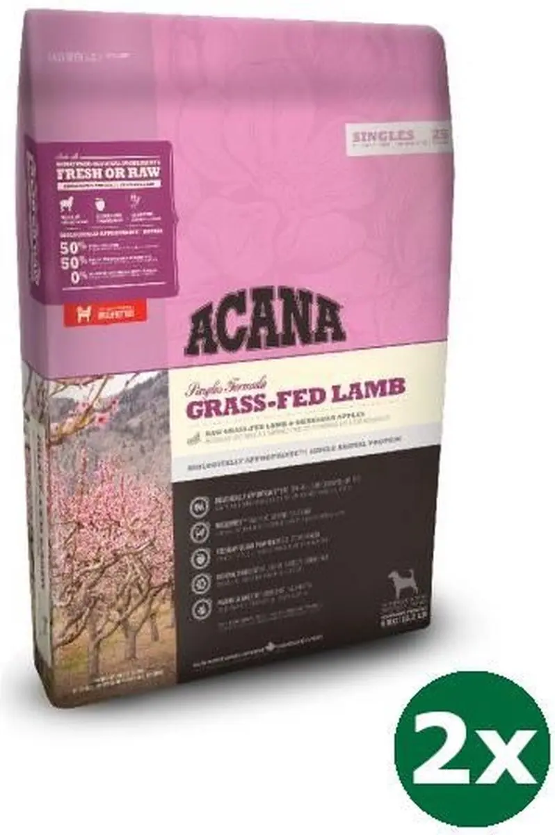 2x17 kg Acana singles grass-fed lamb dog hondenvoer