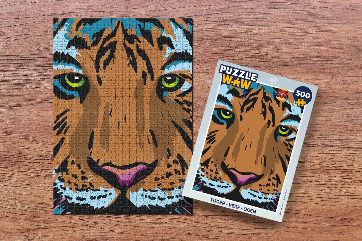 PuzzleWow Tijger Verf Ogen Legpuzzel 500 Stuks - Multicolor