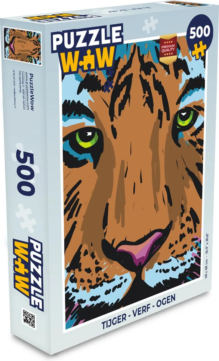 PuzzleWow Tijger Verf Ogen Legpuzzel 500 Stuks