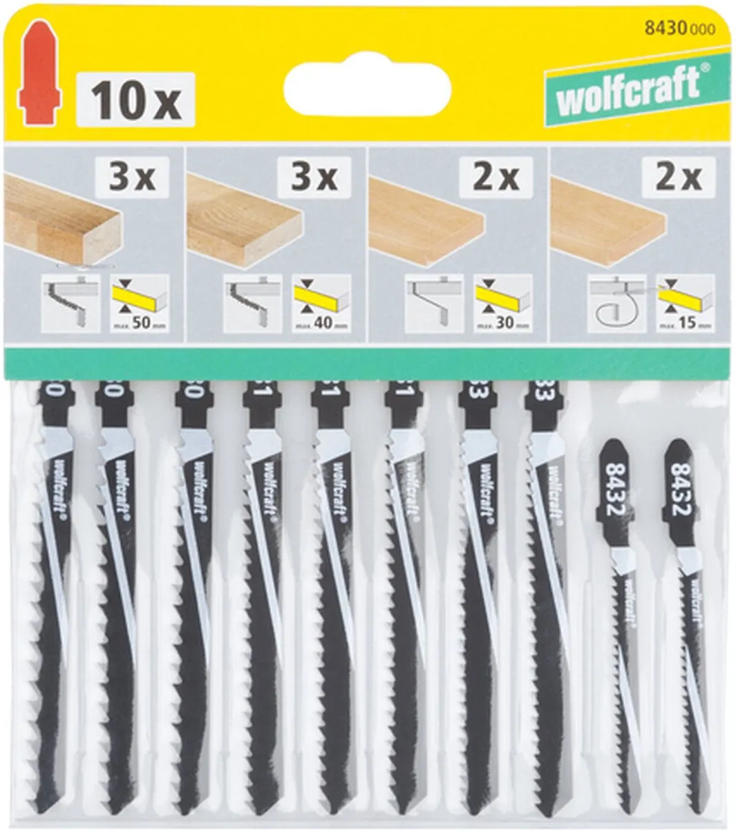 Wolfcraft Decoupeerzaagbladen 10 Stuks - T-schacht - Hout