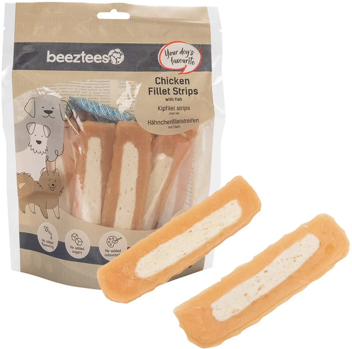 Beeztees Kipfilet Strips with Fish Hondensnack 400g