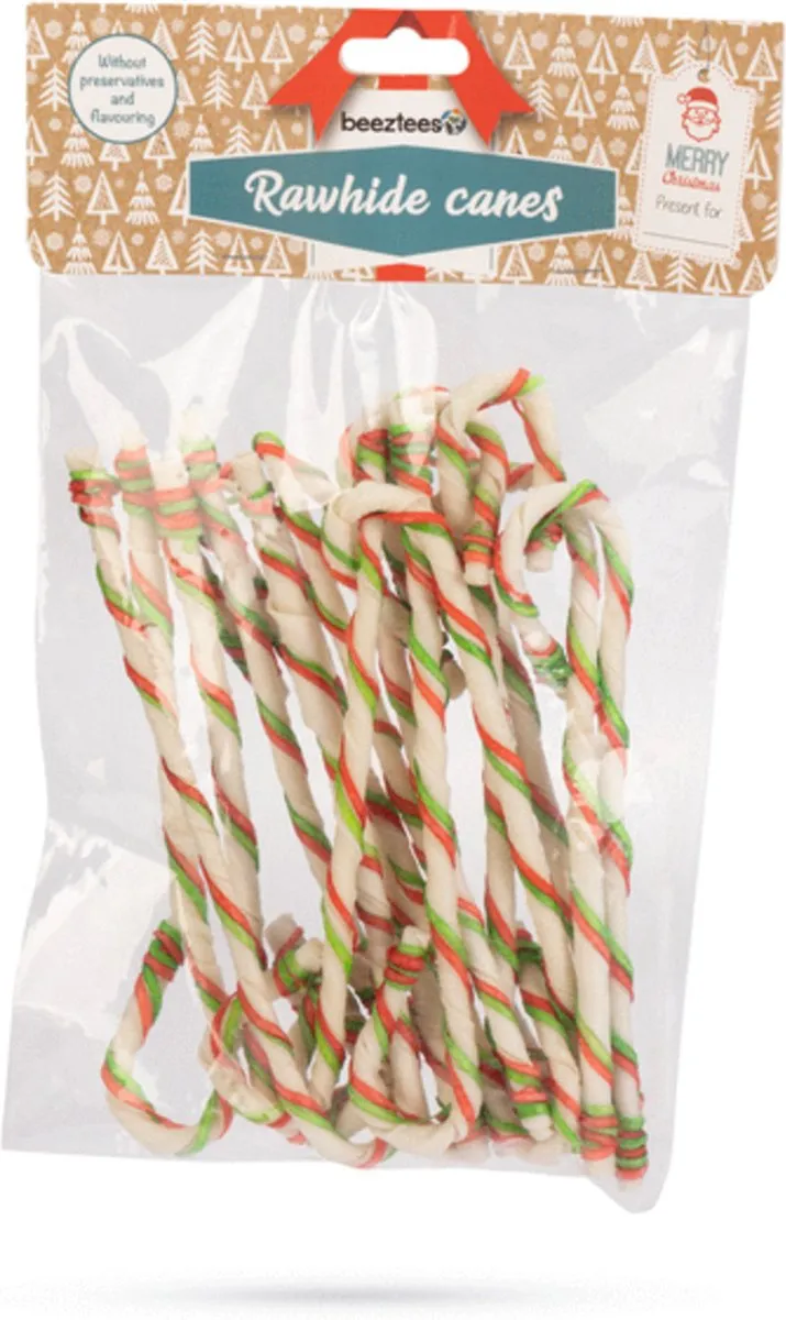 Beeztees Kerst Rawhide Cane Hondensnacks
