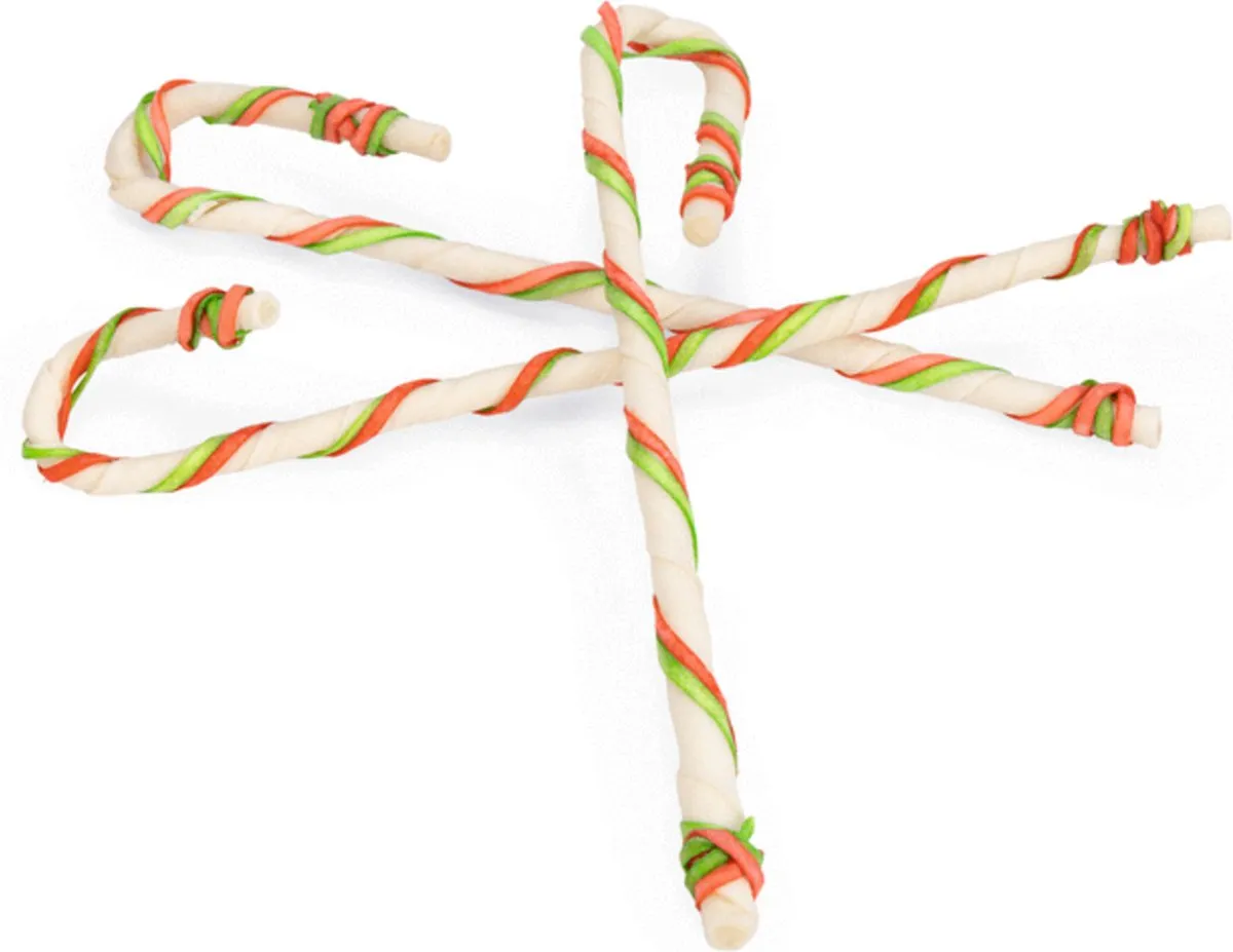Beeztees Kerst Rawhide Cane Hondensnacks - 16 Stuks