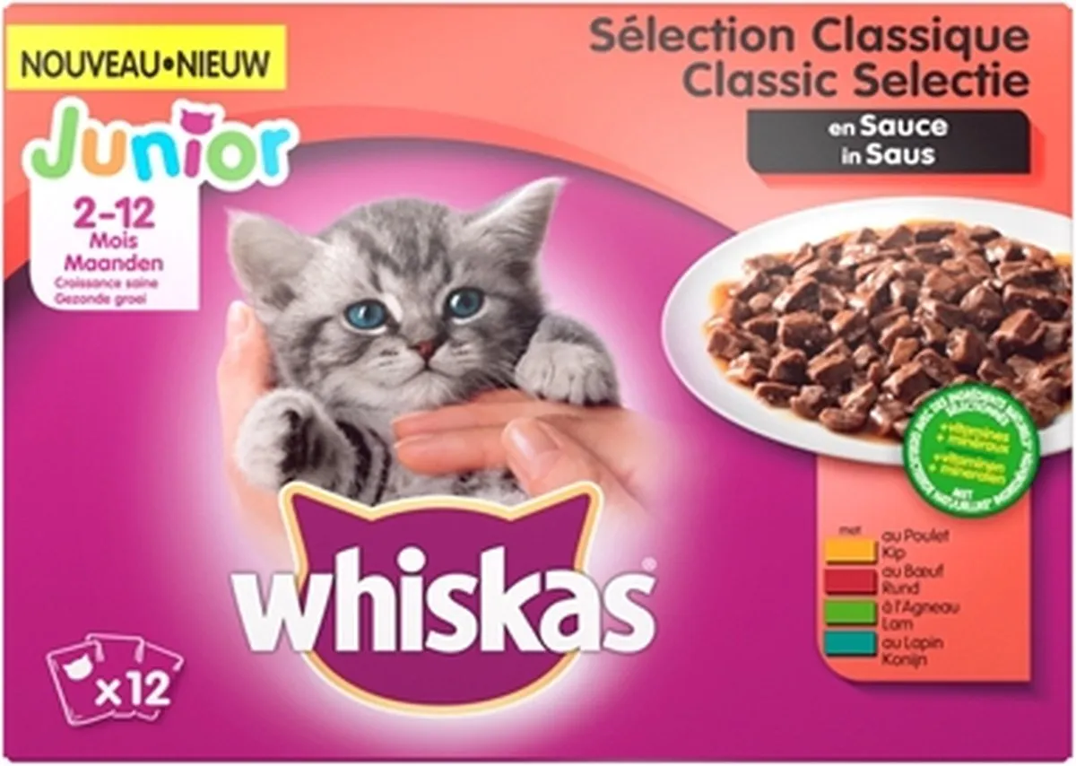 Whiskas Junior Classic Selectie Vlees in Saus