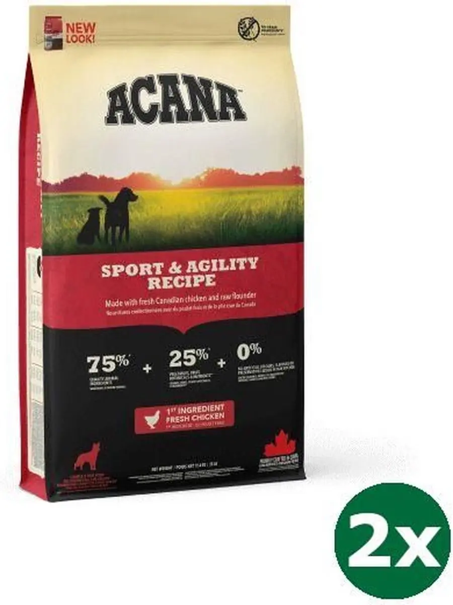 2x11,4 kg Acana dog sport & agility hondenvoer