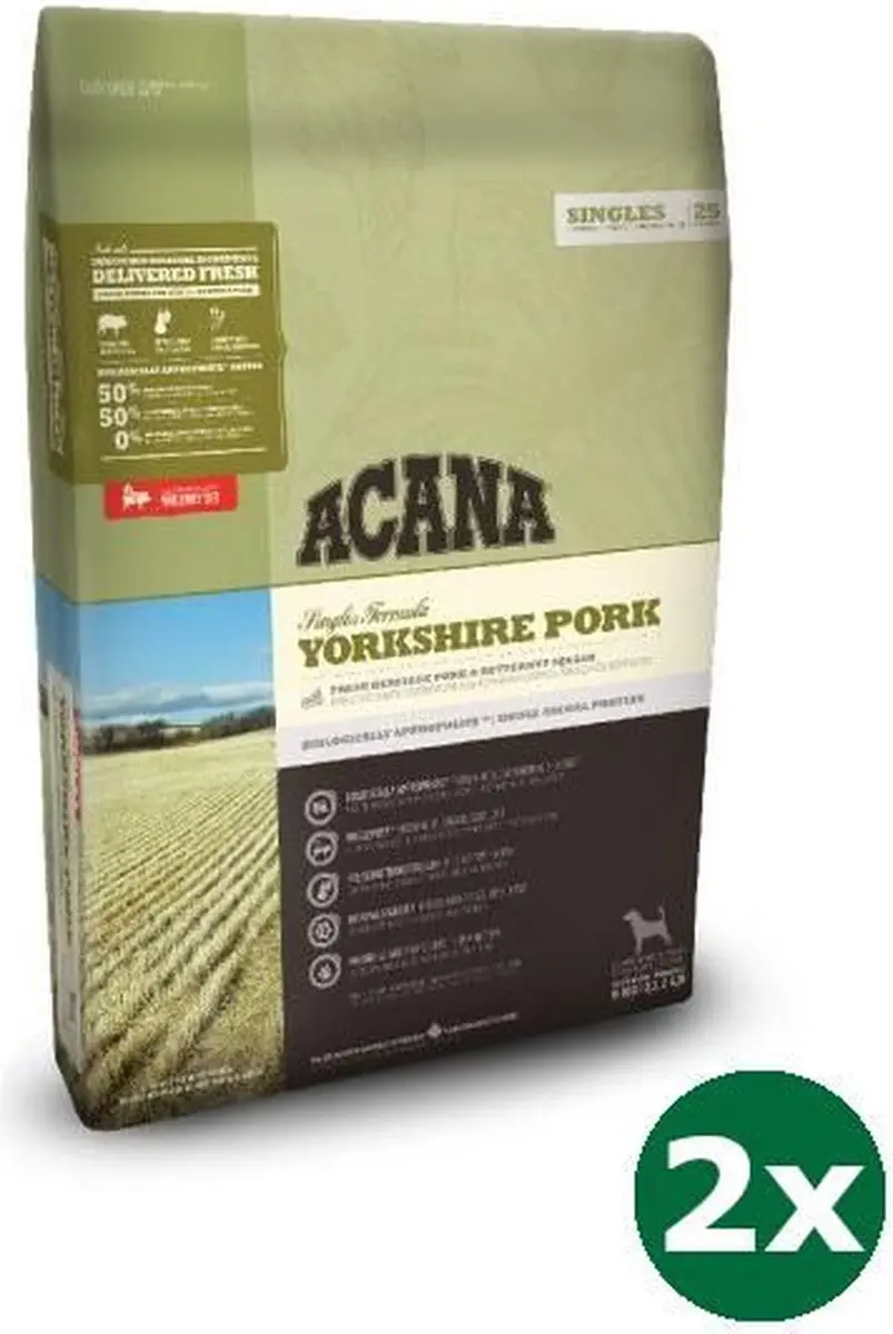 2x2 kg Acana singles yorkshire pork hondenvoer