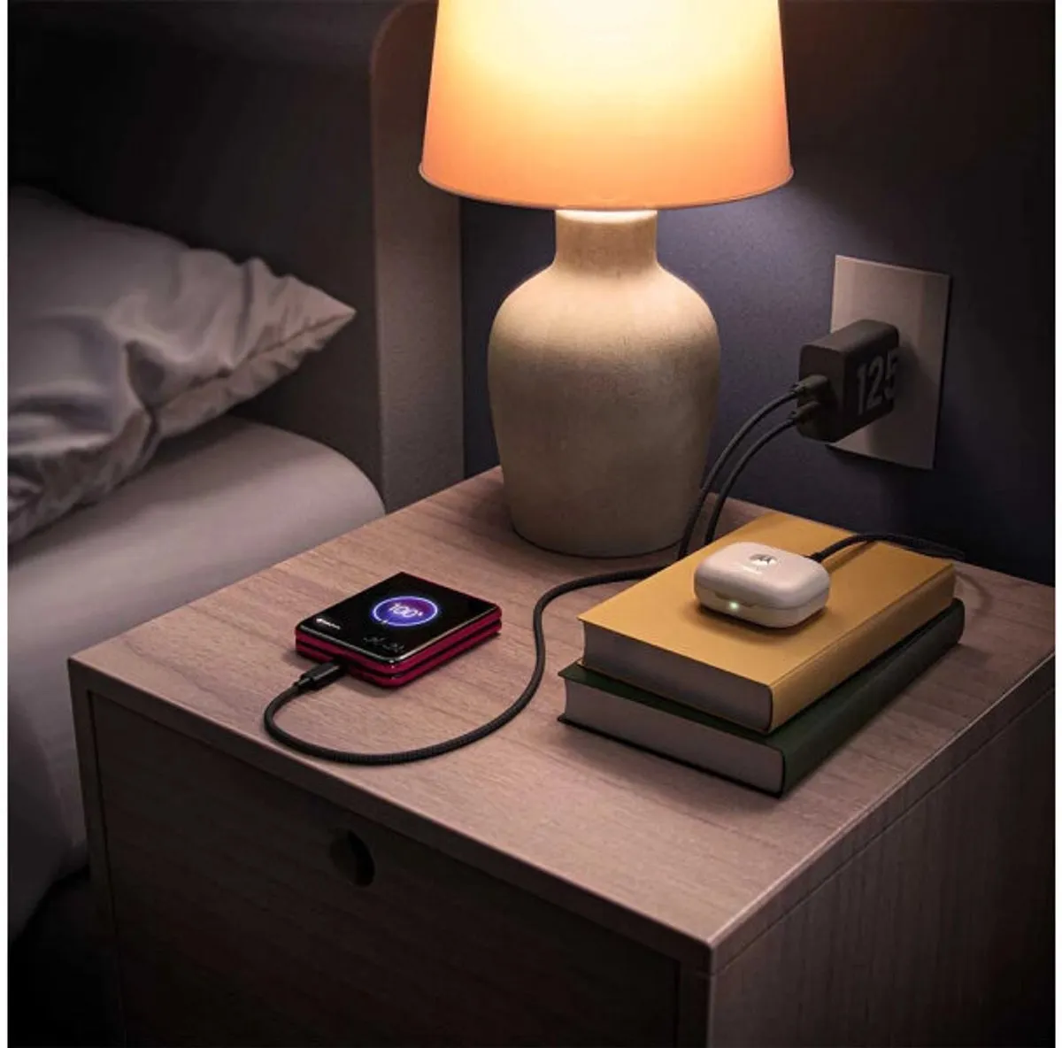 Motorola TurboPower 125W Duo Oplader PG38C06632 - 2x USB-C - Zwart