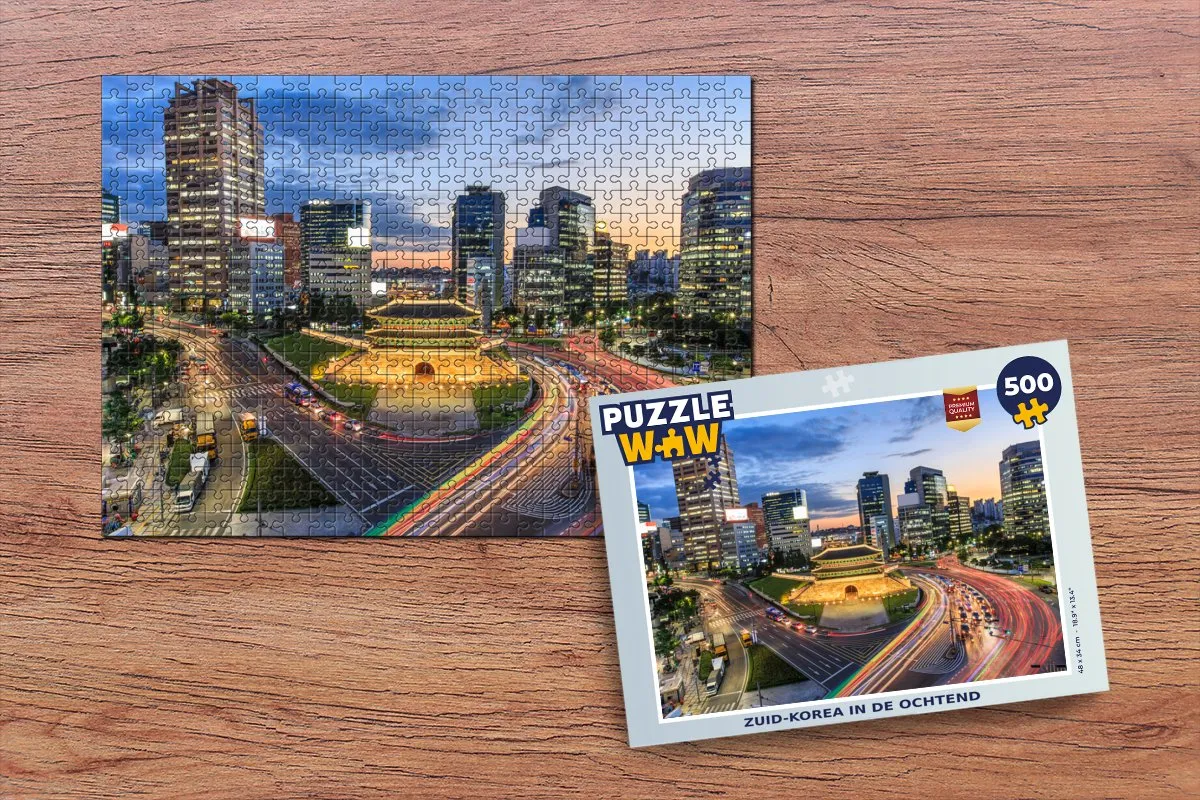 PuzzleWow Legpuzzel Zuid-Korea in de Ochtend 500 Stuks - Multicolor