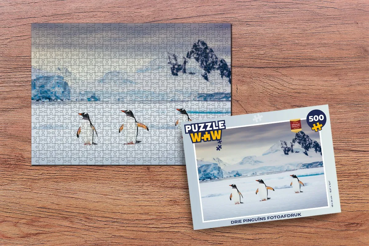 PuzzleWow Legpuzzel Drie Pinguïns 500 Stuks - Multicolor