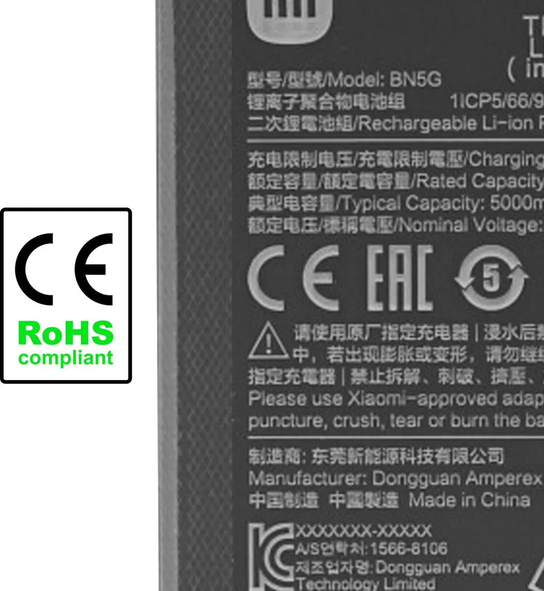 Xiaomi Redmi 10A/10C Compatibele Batterij BN5G - 5000mAh - Zwart