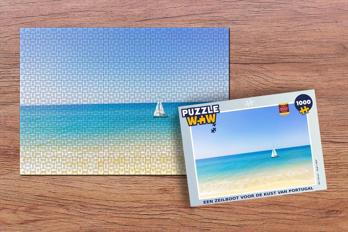 PuzzleWow Legpuzzel Een zeilboot voor de kust van Portugal 1000 Stuks