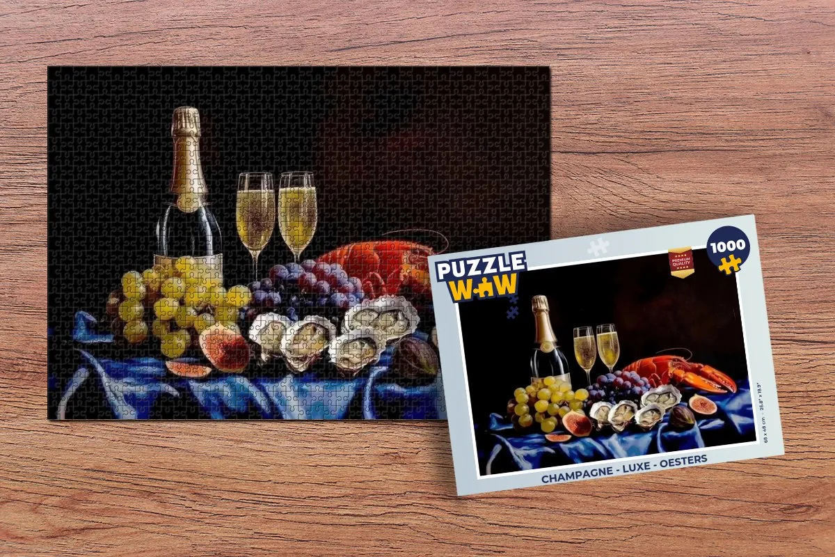 PuzzleWow Champagne Legpuzzel 1000 Stuks - Stilleven