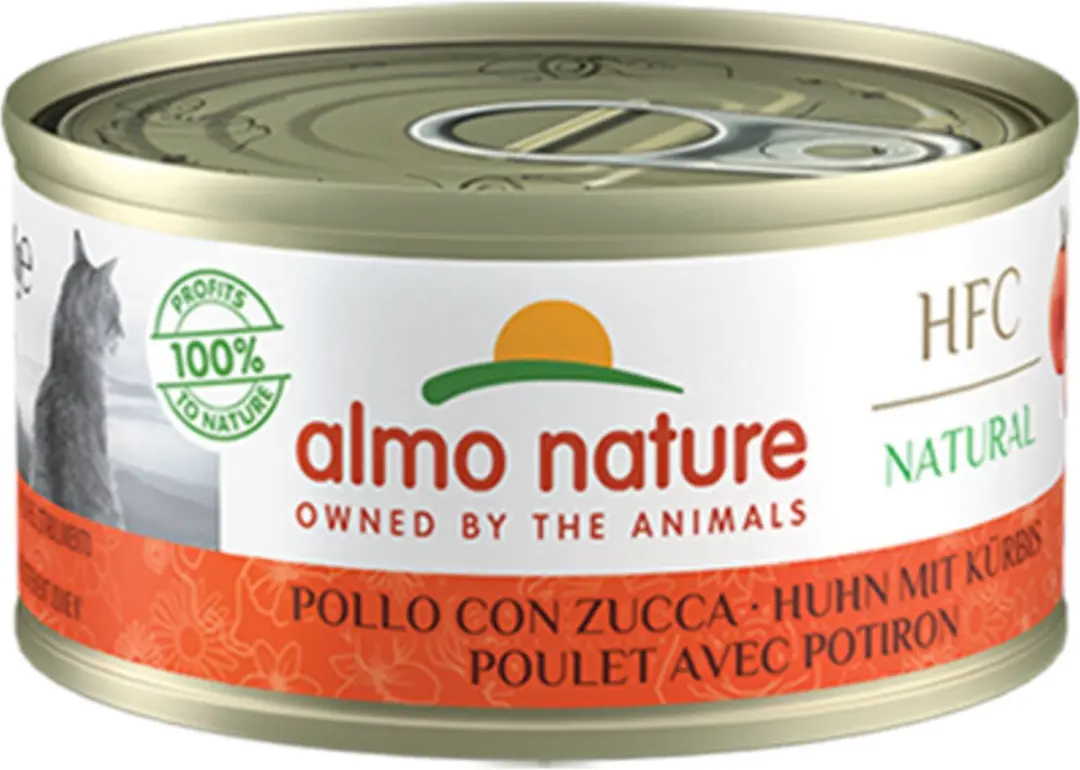 48x Almo Nature HFC Natural Kattenvoer Nat Blikje Kip & Pompoen 70 gr