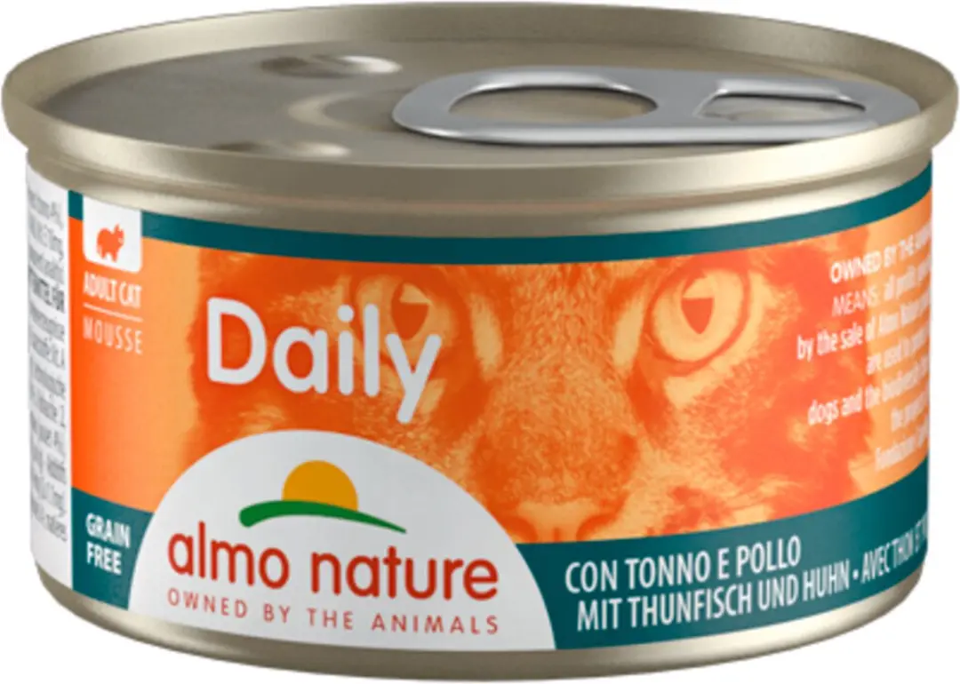 48x Almo Nature Daily Mousse Kattenvoer Nat Tonijn & Kip 85 gr