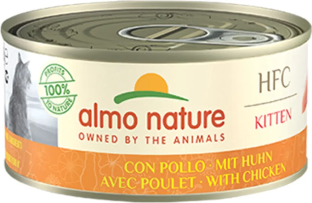 48x Almo Nature HFC Complete Kattenvoer Nat Kitten Kip 150 gr