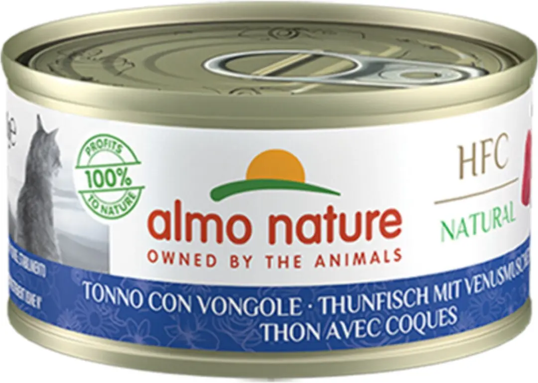 48x Almo Nature HFC Natural Kattenvoer Nat Blikje Tonijn & Mosselen 70 gr