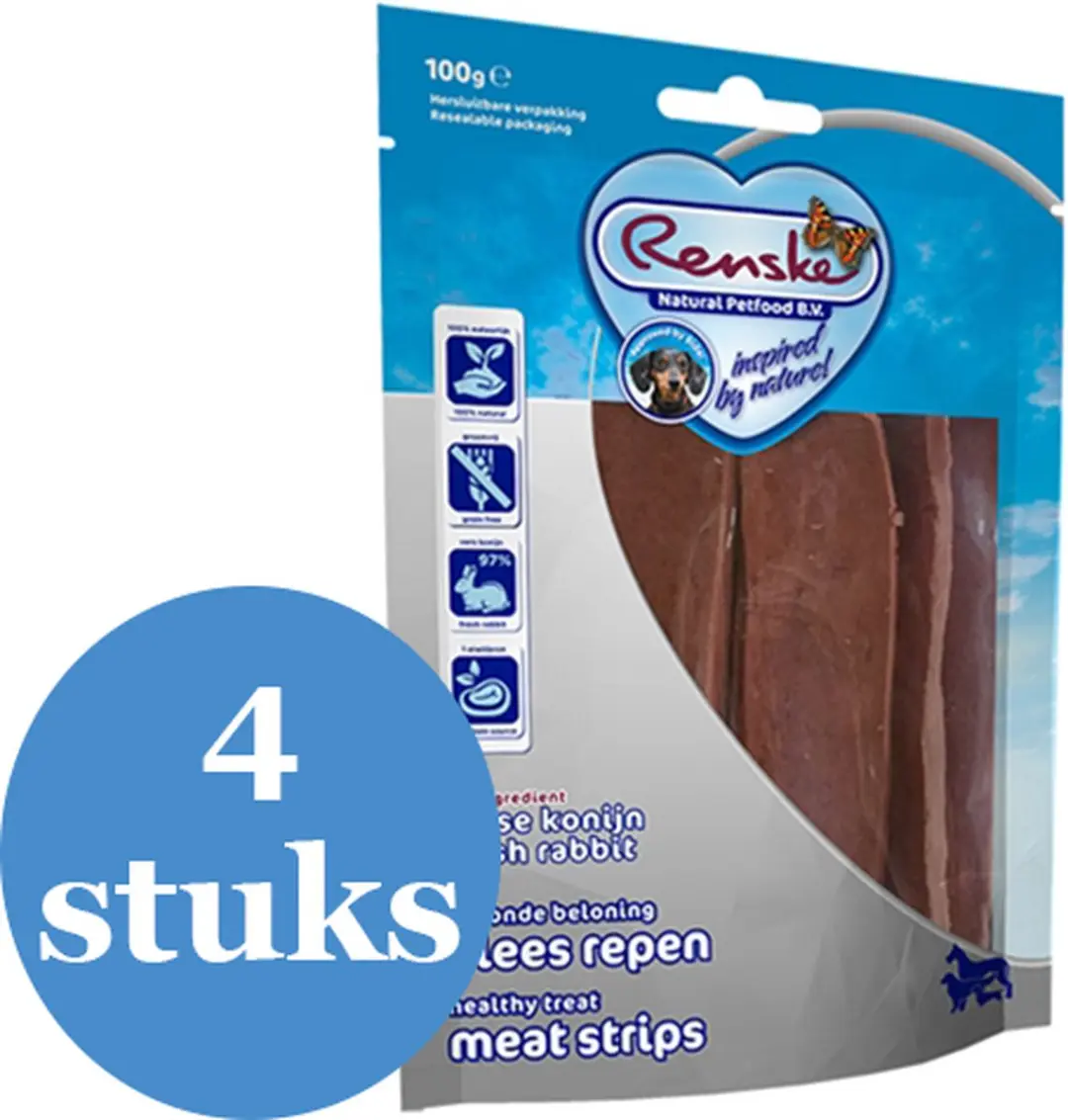 Renske Gezonde Beloning Vlees Strip Konijn Hondensnack