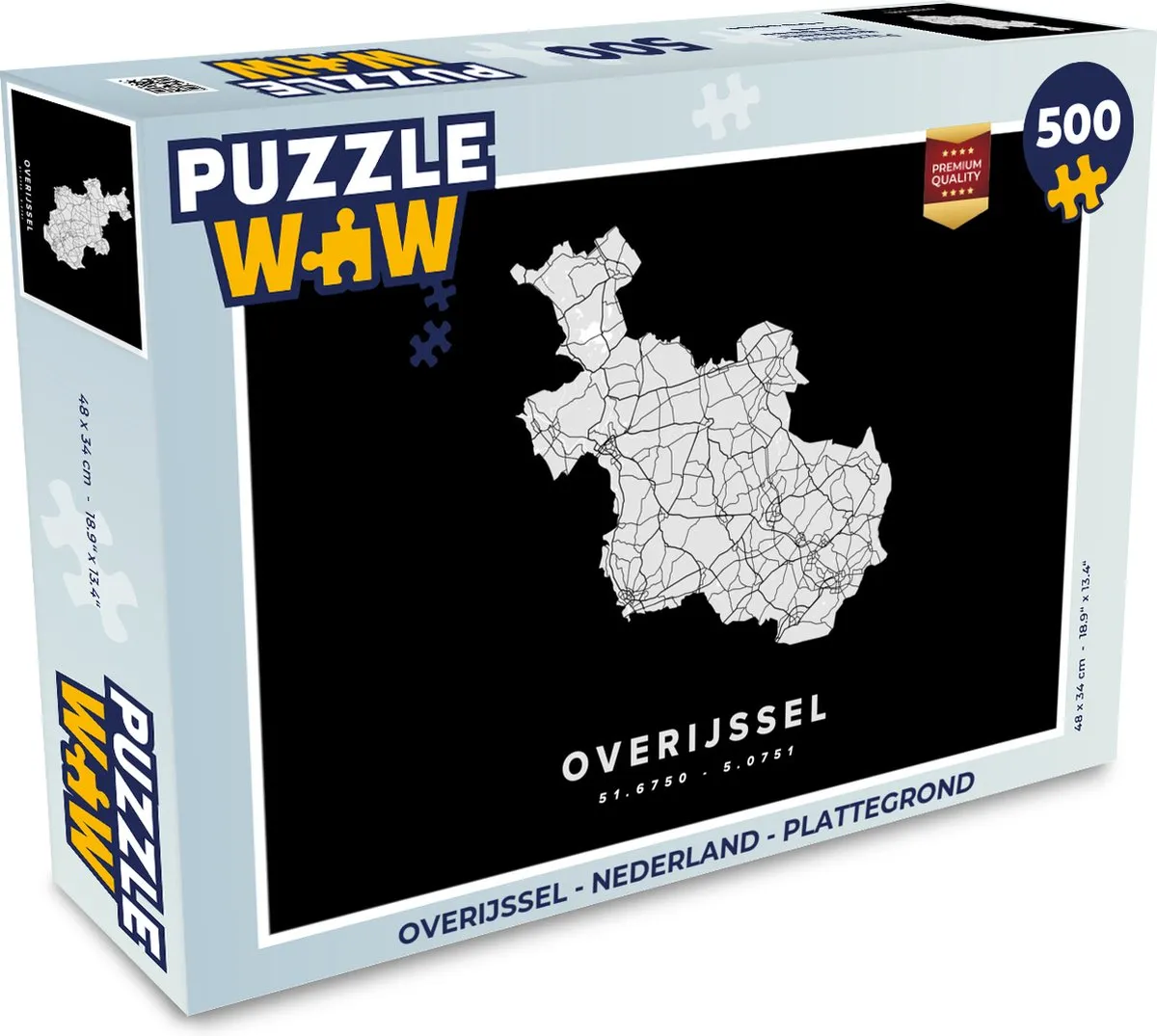 PuzzleWow Overijssel Plattegrond Legpuzzel 500 Stuks