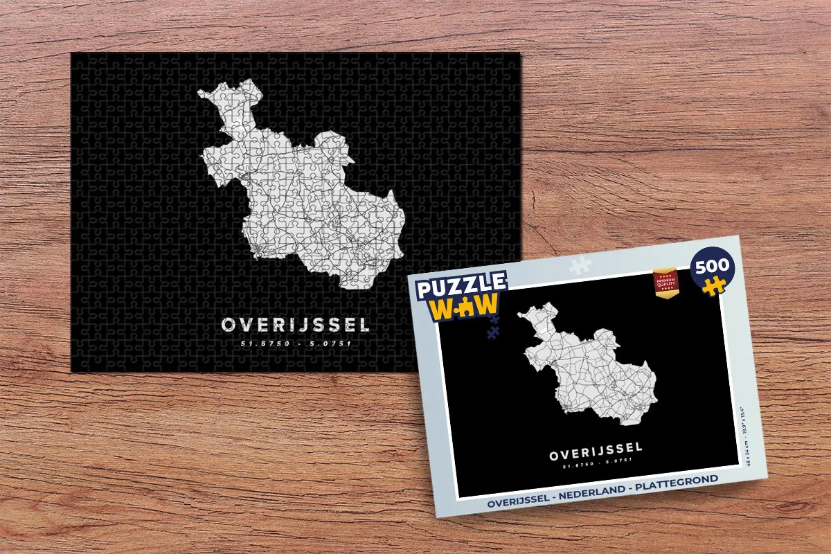 PuzzleWow Overijssel Plattegrond Legpuzzel 500 Stuks - Multicolor