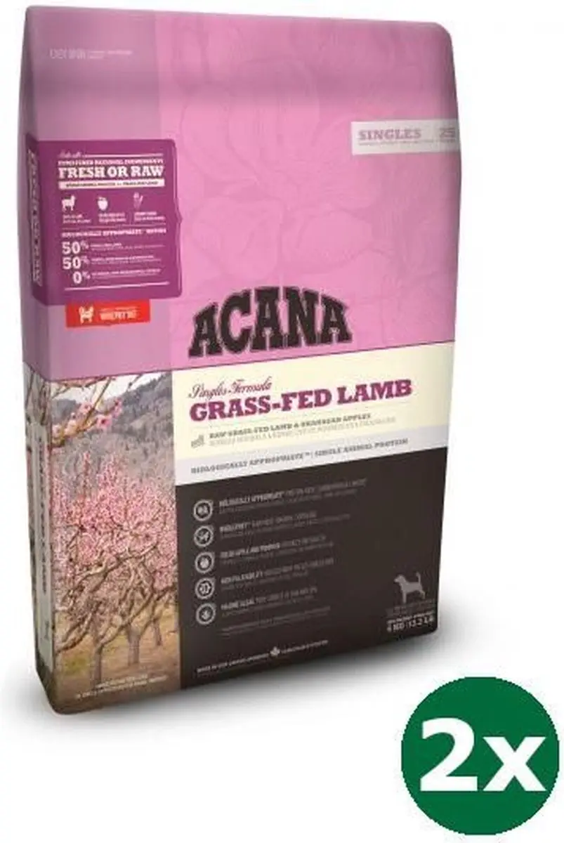 2x2 kg Acana singles grass-fed lamb dog hondenvoer