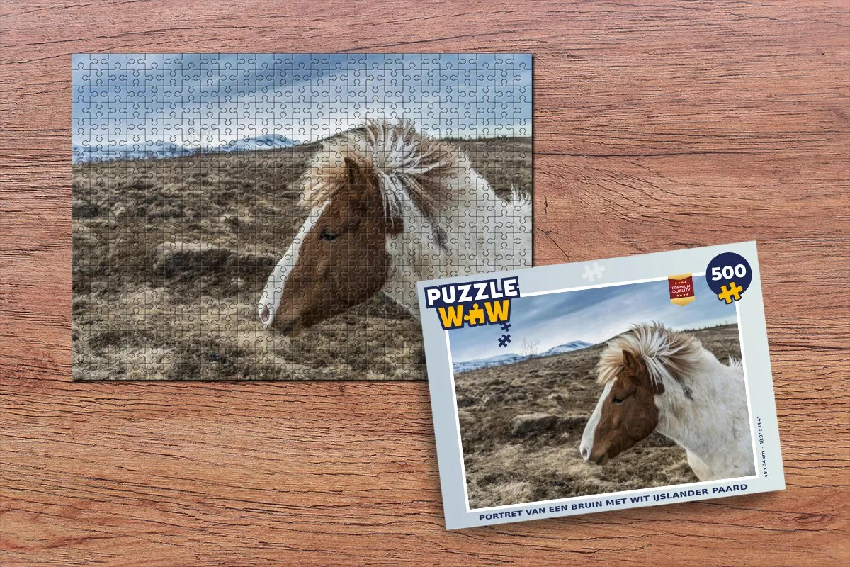 PuzzleWow Legpuzzel Portret IJslander Paard 500 Stuks - Multicolor