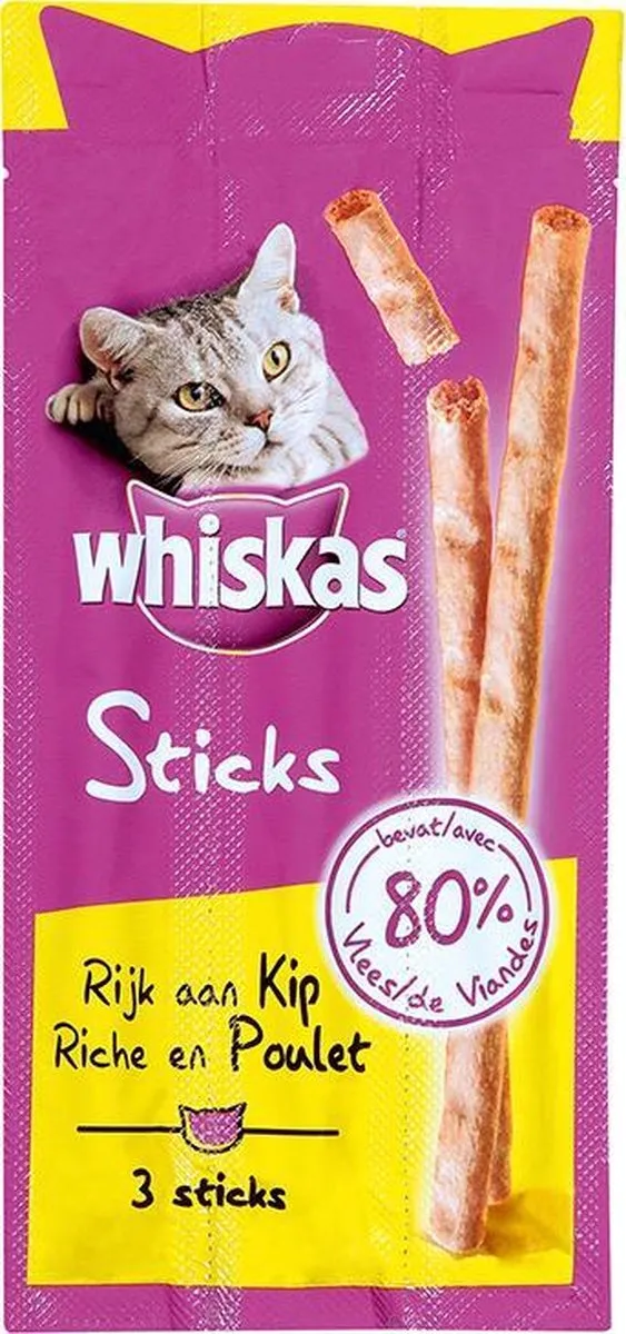 Whiskas Sticks Kip Kattensnack 40g - 3 Stuks