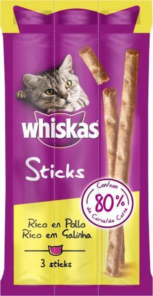 Whiskas Sticks Kip Kattensnack 40g - 3 Stuks