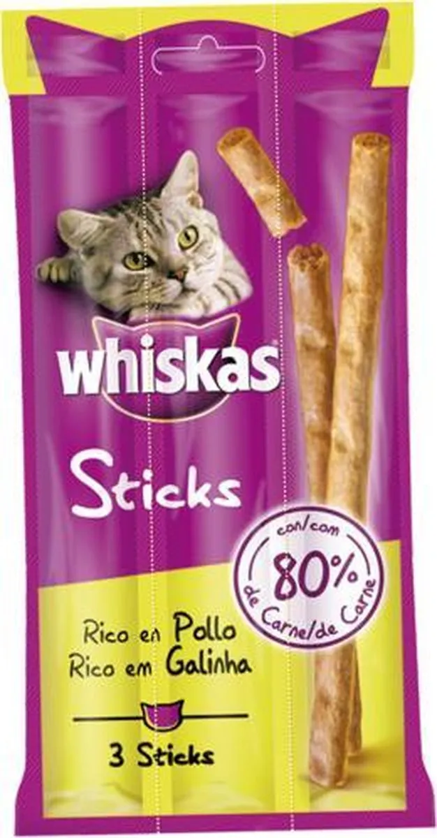 Whiskas Sticks Kip Kattensnack 40g - 3 Stuks