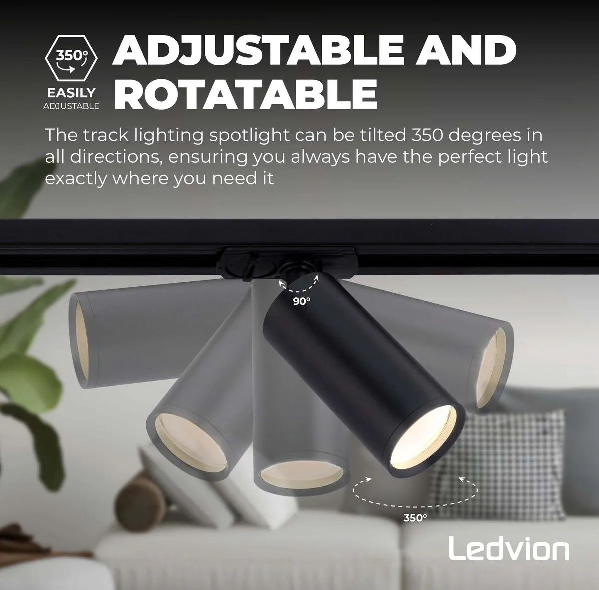 Ledvion LED Railverlichting 3M - 7 Spots 2700K Zwart - afbeelding 6 van 6