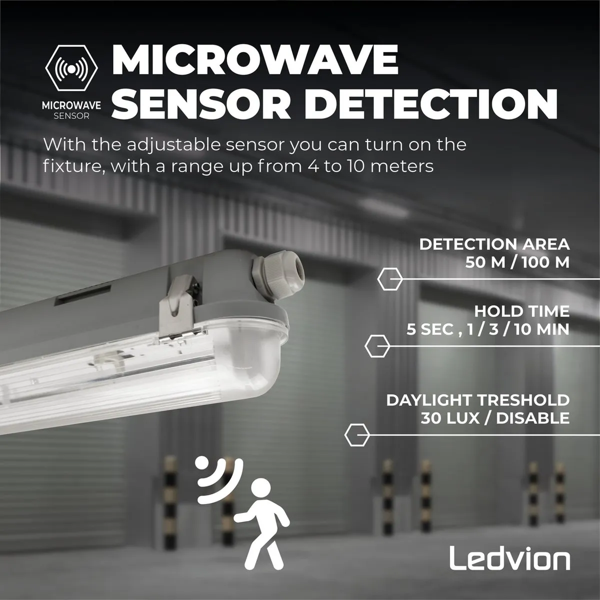 Ledvion LED TL Armatuur 120cm - IP65 - Grijs