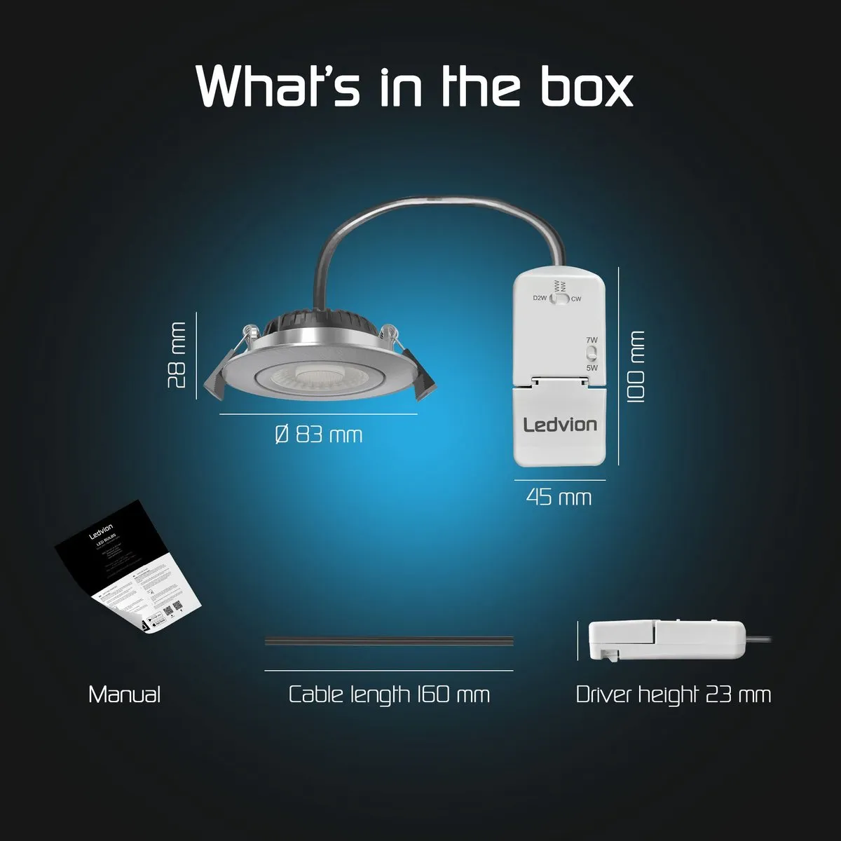 Ledvion LED Inbouwspot RVS 8cm - Dimbaar CCT - IP65
