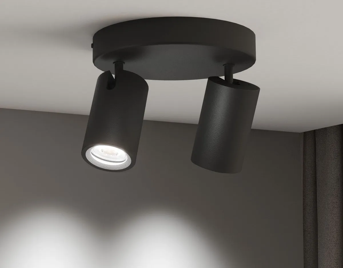 LEDVION Plafondspot 2-lichts Zwart - 5W 6500K GU10