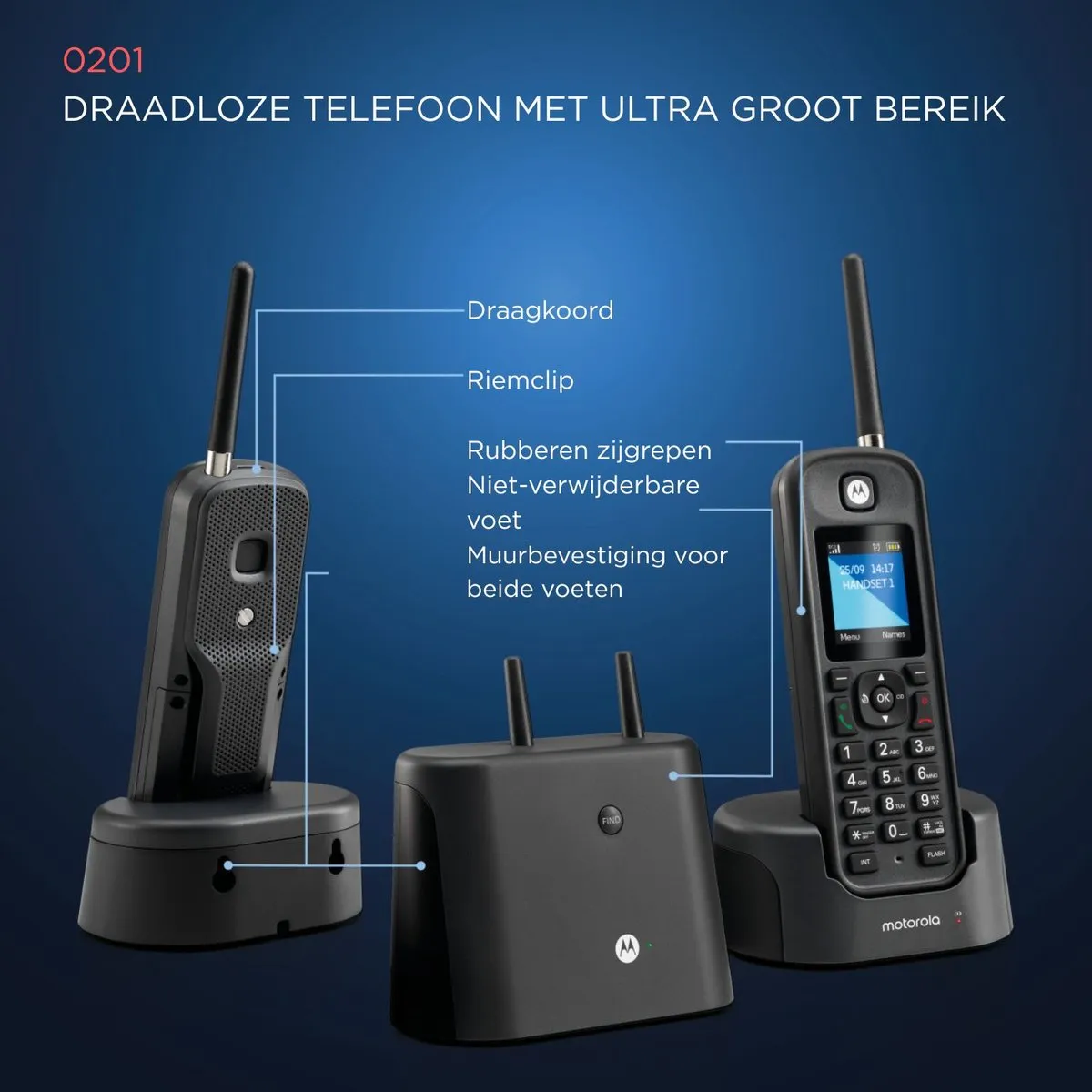 Motorola Voice O202 Draadloze Telefoons - 2 Stuks Zwart