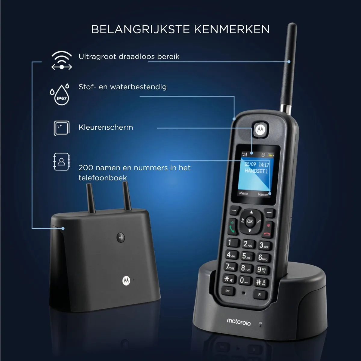 Motorola Voice O202 Draadloze Telefoons - 2 Stuks Zwart