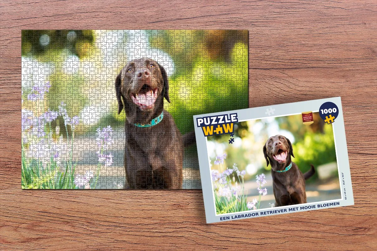 PuzzleWow Labrador Retriever Bloemen Legpuzzel 1000 Stuks - Multicolor