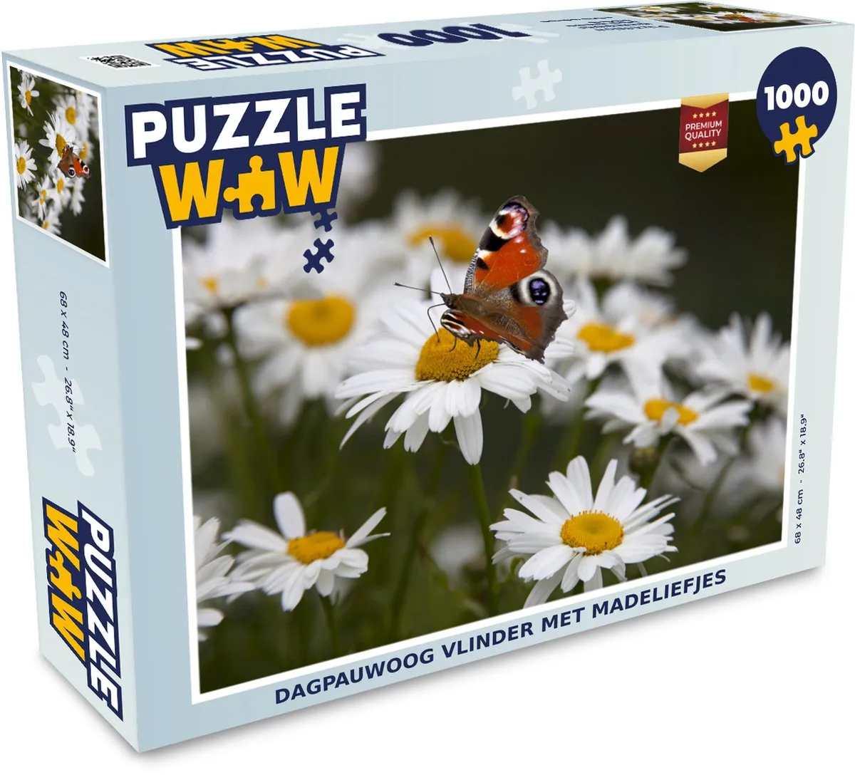 PuzzleWow Dagpauwoog Vlinder Madeliefjes