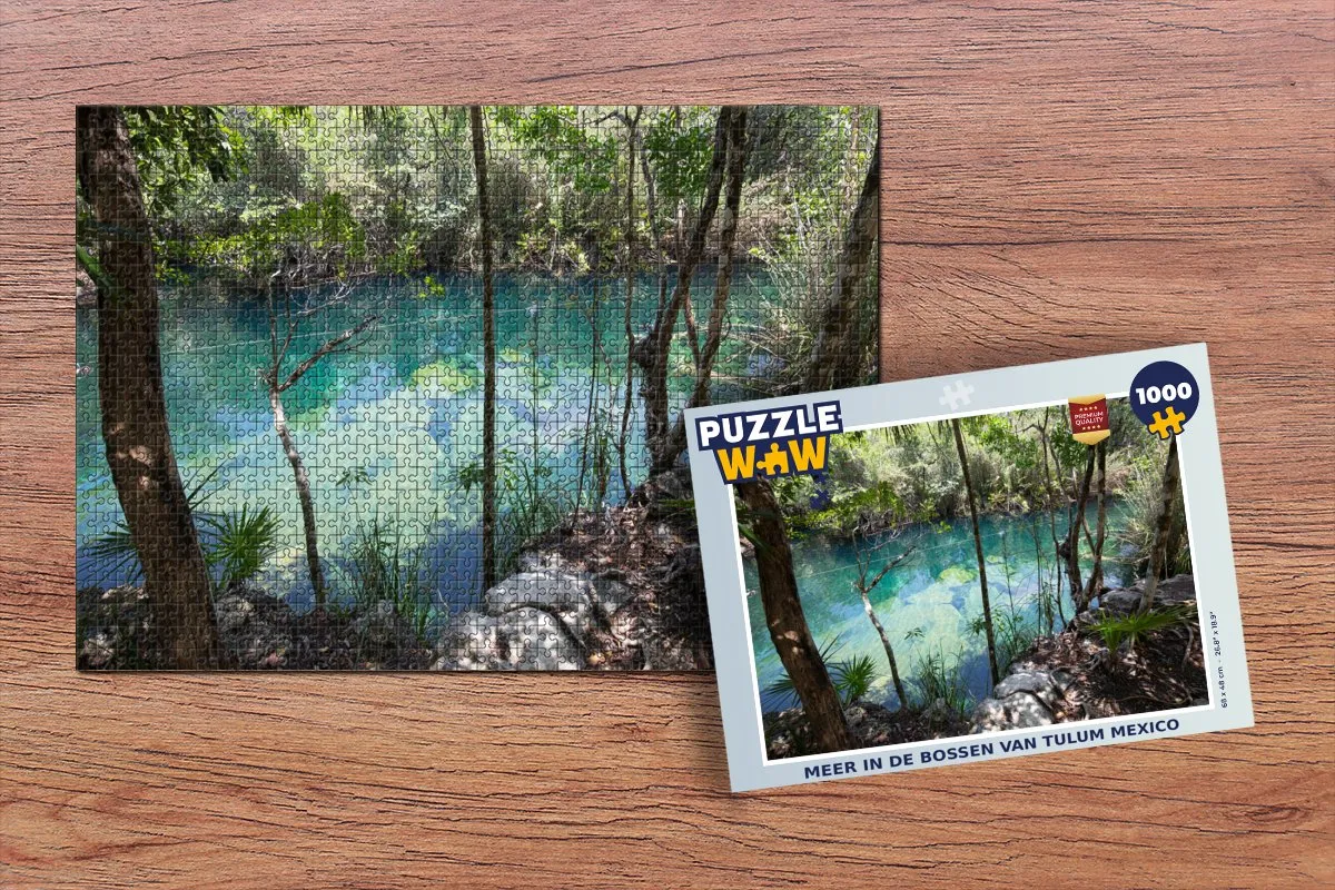 PuzzleWow Legpuzzel 1000 Stuks - Meer in de bossen van Tulum Mexico - Multicolor