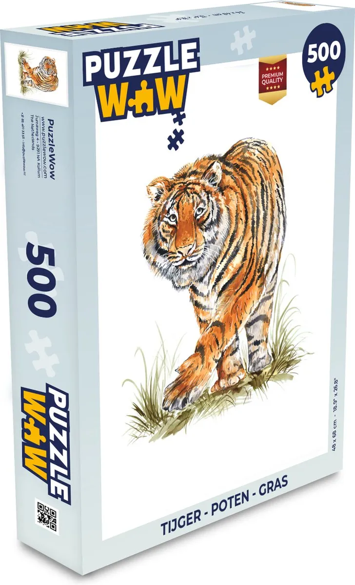 PuzzleWow Tijger Poten Gras Legpuzzel 500 Stuks