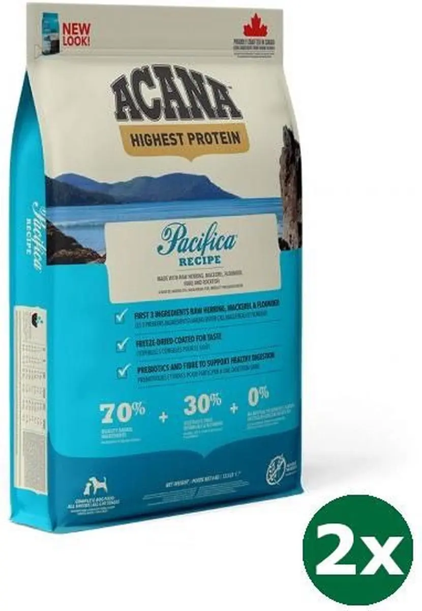 2x11,4 kg Acana highest protein pacifica dog hondenvoer