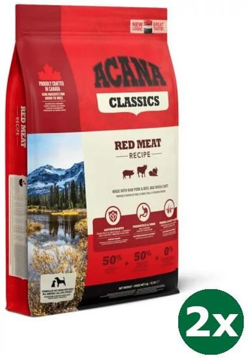 2x11,4 kg Acana classics classic red hondenvoer