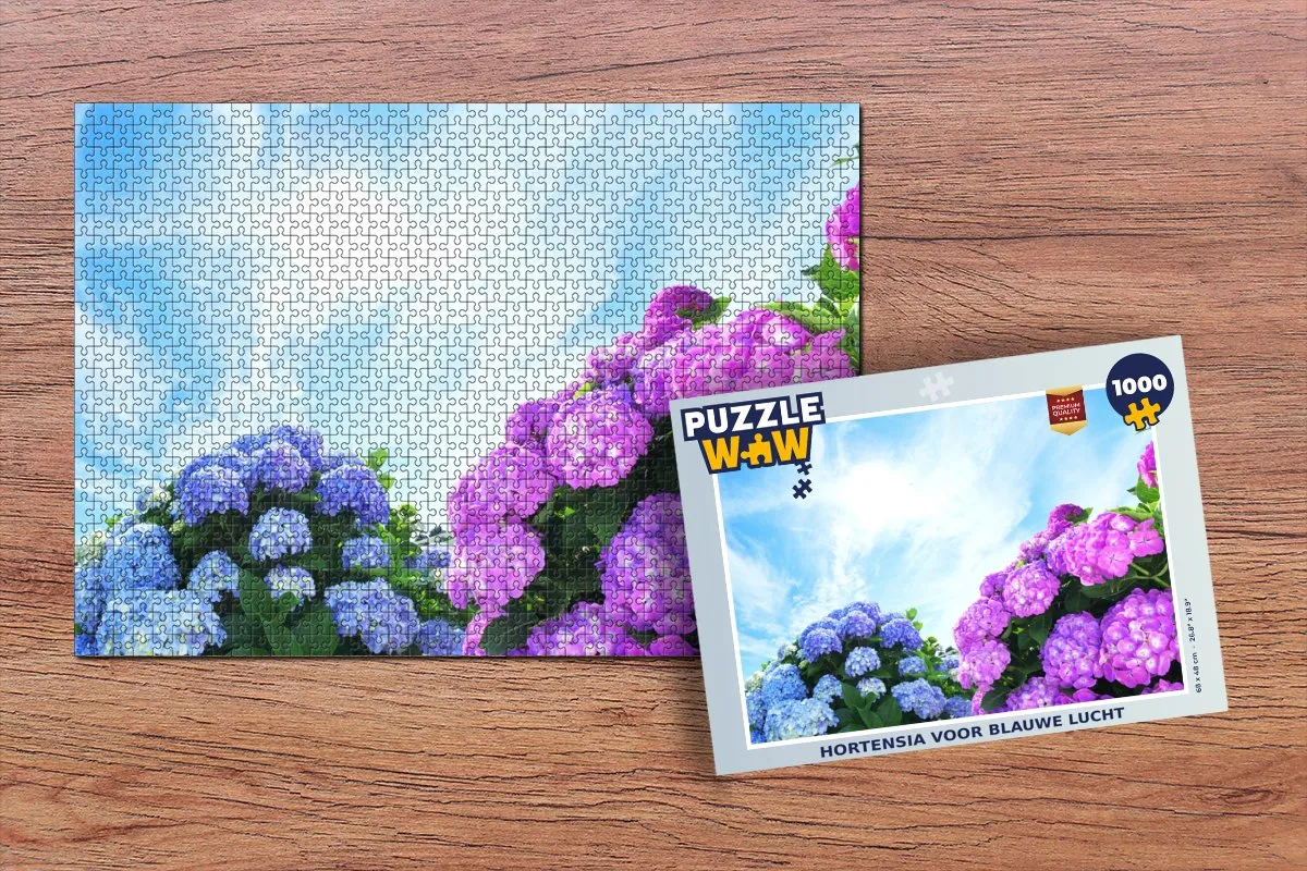 PuzzleWow Hortensia Legpuzzel 1000 Stuks - Multicolor
