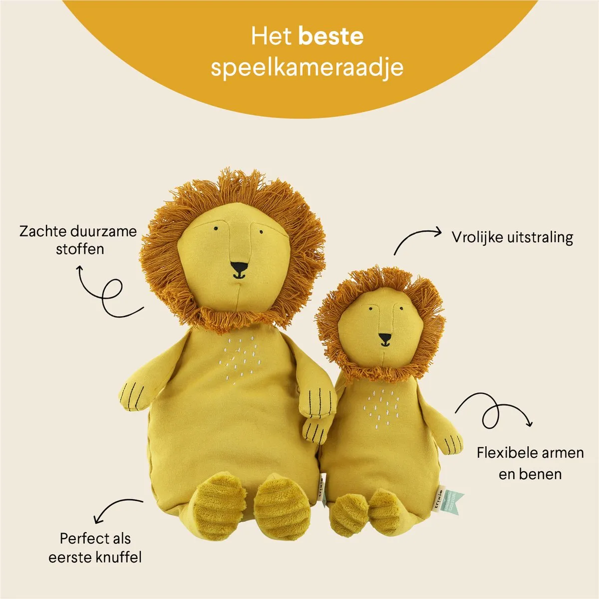 Trixie Mr. Lion Knuffel - Biologisch katoen - Klein - Geel