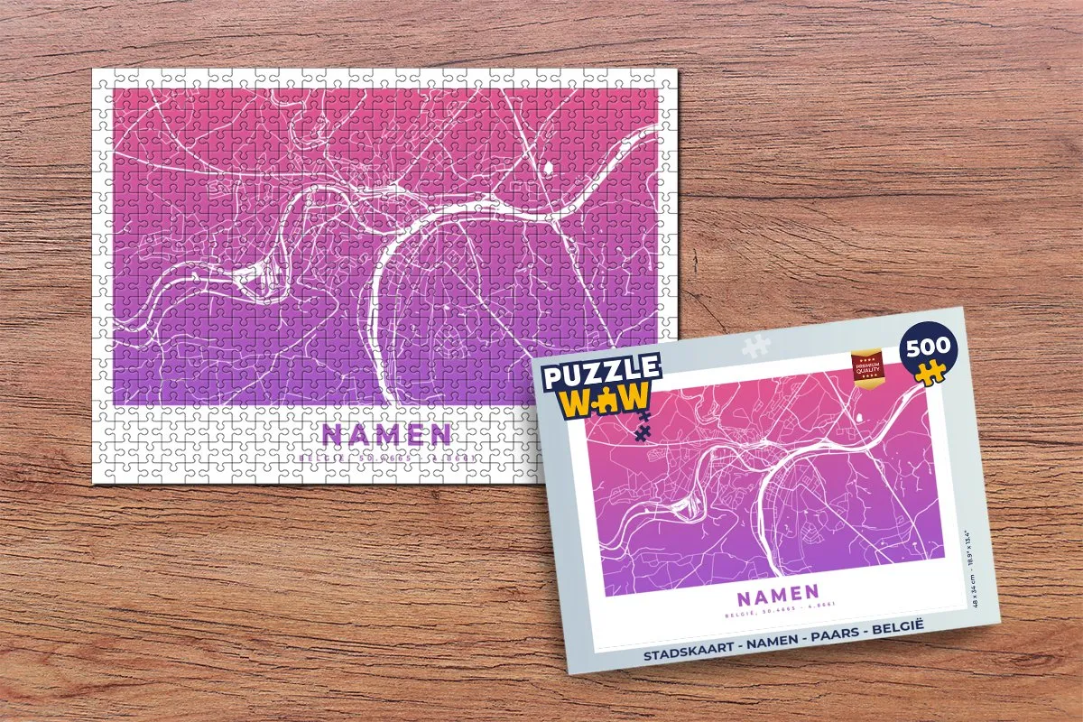PuzzleWow Stadskaart België Legpuzzel 500 Stuks - Multicolor